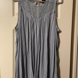Torrid Blue Gauze Lace Yoke Tank Top
